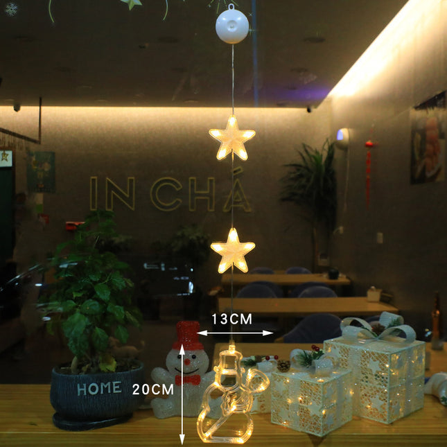 Christmas 3pcs LED Light Star Xmas Tree Hanging Window Ornaments Decoration For Home Xmas Navidad Christmas Decorations