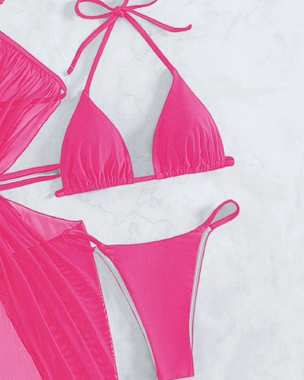 Women's Solid Color Split Swimsuit Three-piece Bikini