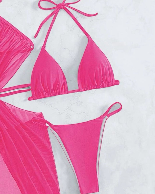 Women's Solid Color Split Swimsuit Three-piece Bikini