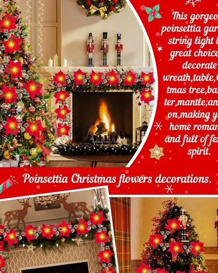 Led First Grade Christmas Lights With Red Flowers And Red Fruits For Home Decor