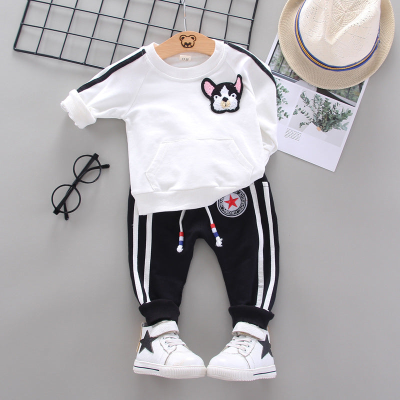 Round Neck Long-sleeved Sweater And Trousers Two-piece Children's Suit - Here 4 you
