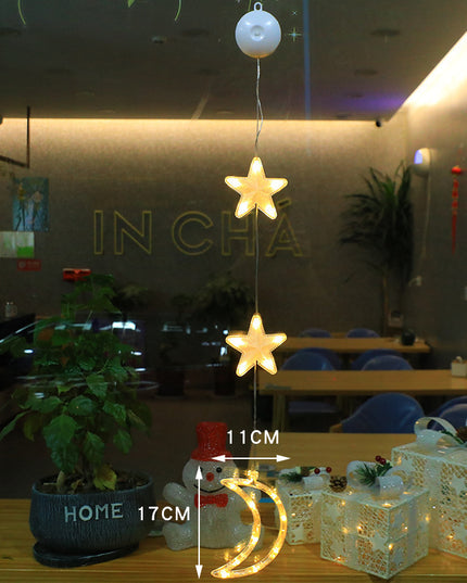 Christmas 3pcs LED Light Star Xmas Tree Hanging Window Ornaments Decoration For Home Xmas Navidad Christmas Decorations