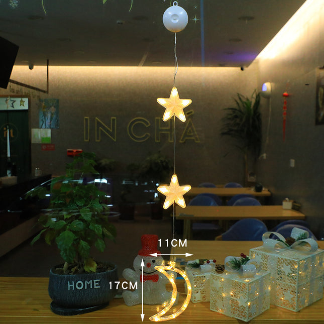Christmas 3pcs LED Light Star Xmas Tree Hanging Window Ornaments Decoration For Home Xmas Navidad Christmas Decorations