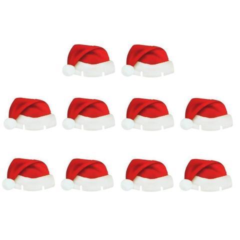 10PcsLot Paper Red Christmas Hat Wine Champagne Tipple Cup Card Christmas Party Table Decor DIY Decorations
