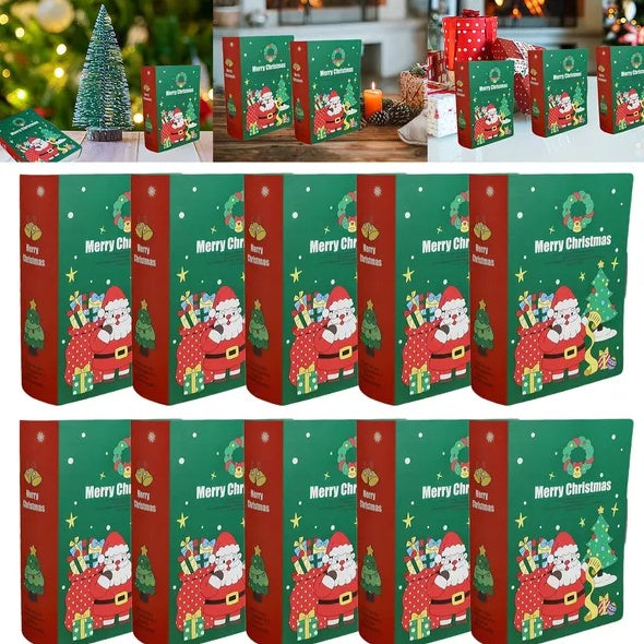 10 Pcs Christmas Candy Boxes Claus Xmas Tree Storybook Box Cookie Goodie Paper Treat Box For Christmas Gift Wrapping Holiday Party Supplies