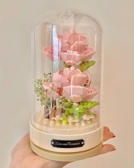 Rose Eternal Flower Building Block Jasmine Flower Assembled Music Box - Here 4 you