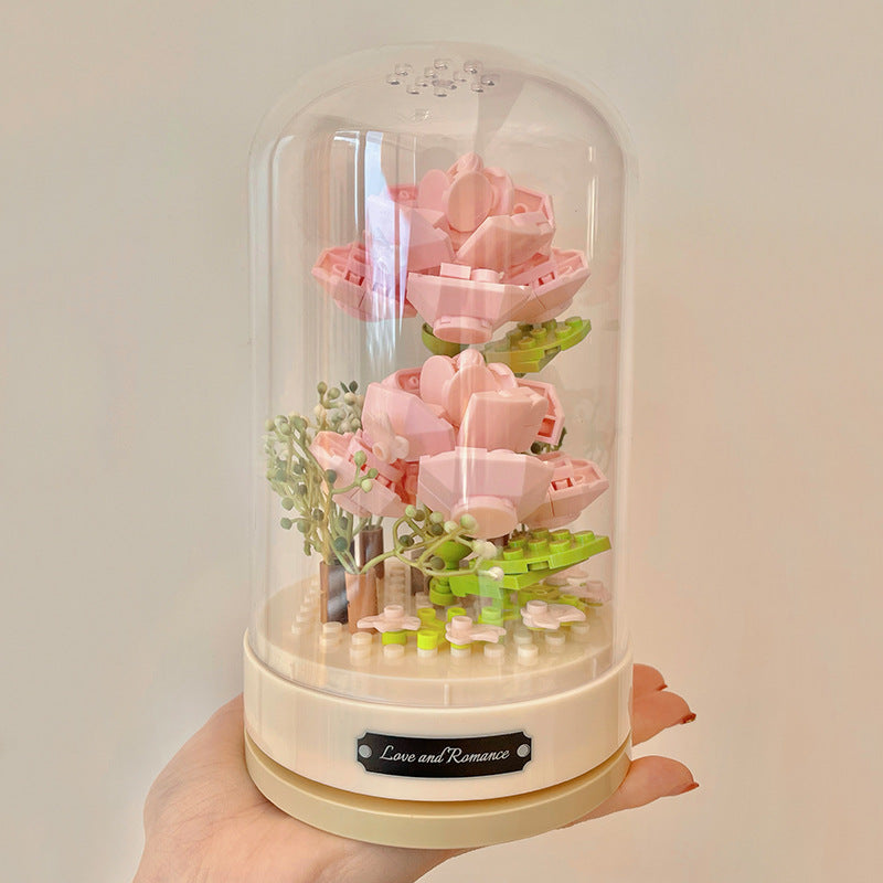 Rose Eternal Flower Building Block Jasmine Flower Assembled Music Box - Here 4 you