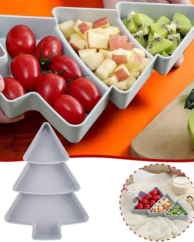 Christmas Tree Shaped Fruit Platter Creative Plates Storage Box Dried Fruit Snack Plates Divided Candy Dessert Plate Container