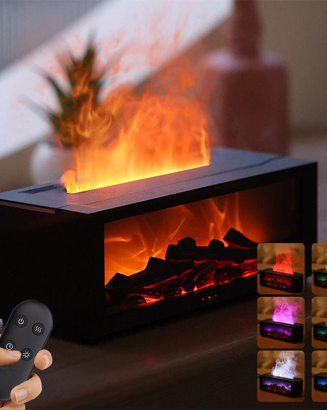 New Flame Aromatherapy Machine Colorful Essential Oil Diffuser Home Large Fog Volume Flame Humidifier 3D Flame Fireplace Machine
