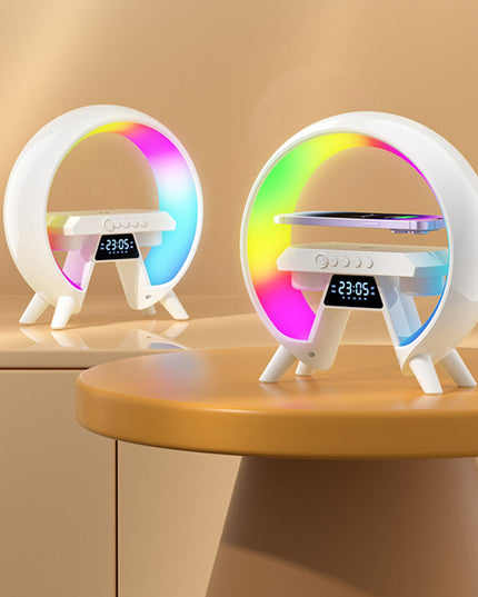 Colorful Bedside With Clock Light Wireless Charger - Here 4 you