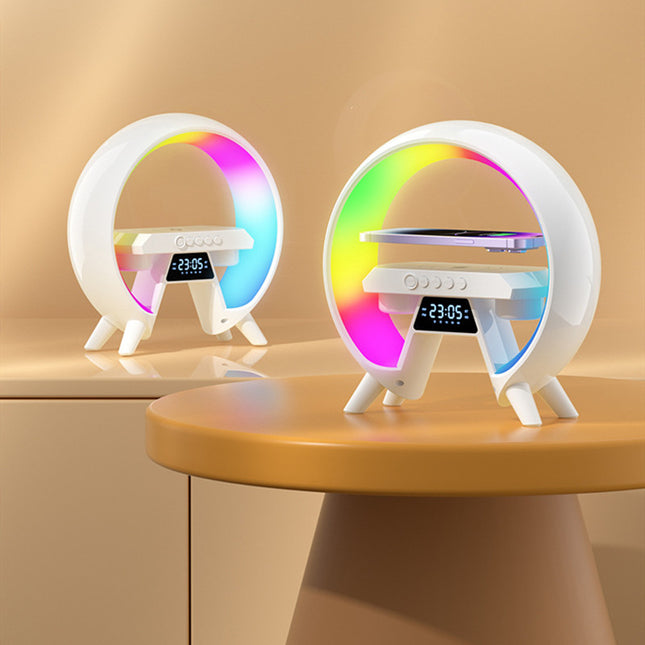 Colorful Bedside With Clock Light Wireless Charger - Here 4 you