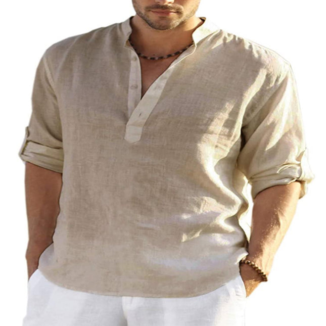 Men's Casual Long Sleeve Cotton linen shirt - Here 4 you