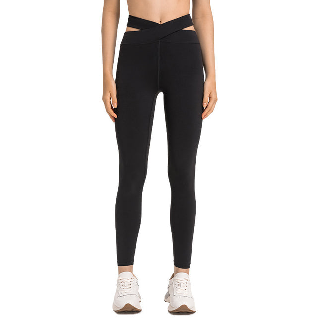 Cross Waist Head Yoga Pants Female Cutout