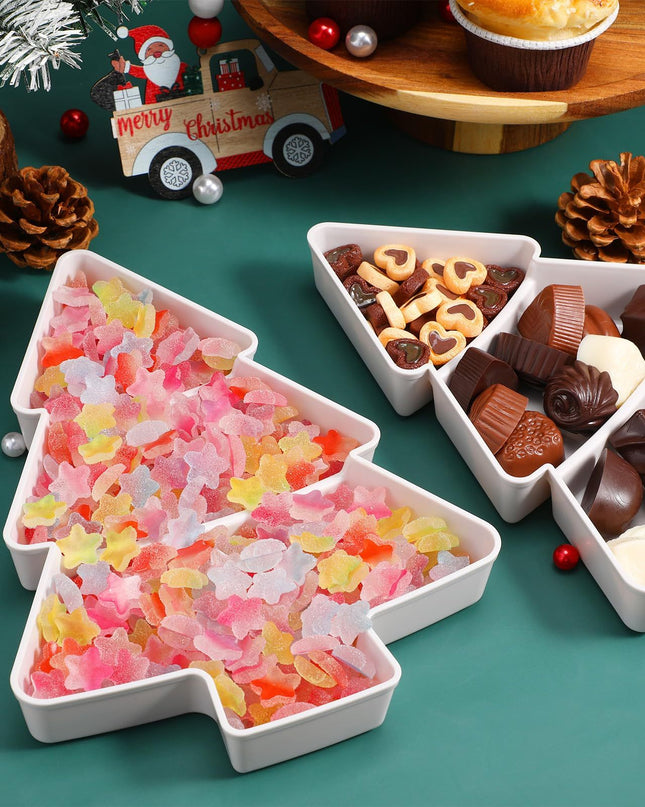 Christmas Tree Shaped Fruit Platter Creative Plates Storage Box Dried Fruit Snack Plates Divided Candy Dessert Plate Container