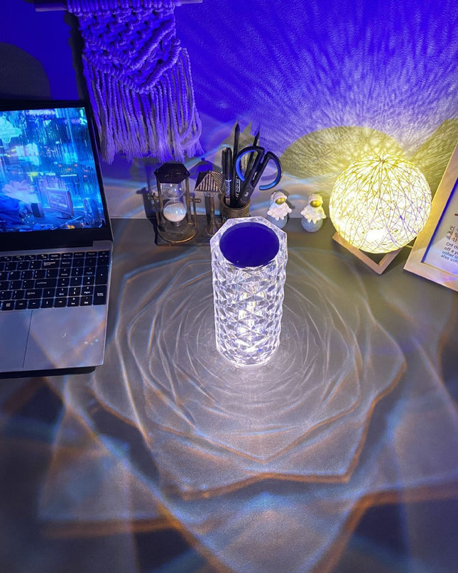 Romantic LED Rose Diamond Table Lamps For Bedroom Living Room Party Dinner Decor Creative Lights
