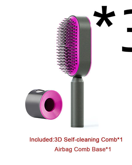 Self Cleaning Hair Brush For Women One-key Cleaning Hair Loss Airbag Massage Scalp Comb Anti-Static Hairbrush