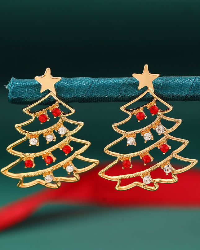 Christmas Earrings With Christmas Tree Colorful Zircon Christmas Tree Earrings  For Women Personality Earrings Party Jewelry Christmas Gift