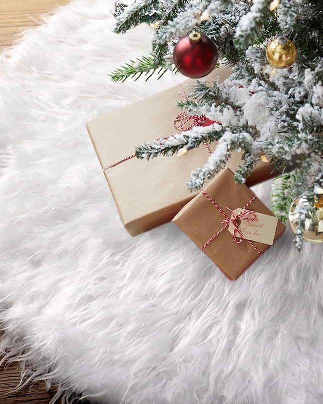 White Christmas Tree Skirt Plush Faux Fur Xmas Tree Merry Christmas Tree Decorations Navidad Home Decor