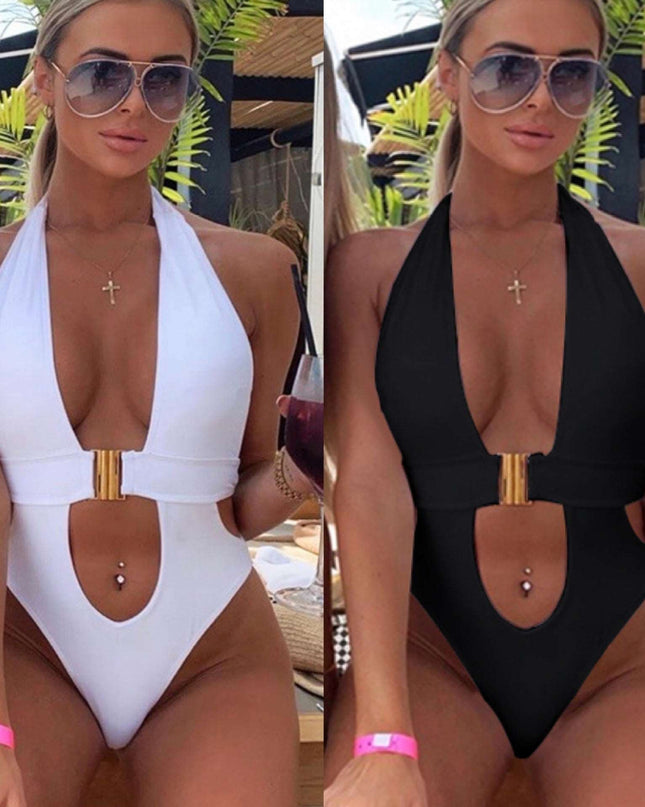 One piece swimsuit with metal buckle - Here 4 you