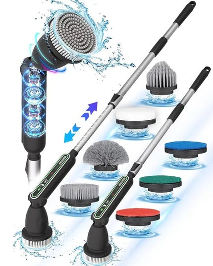 Electric Spin Scrubber, 2024 New Super Quiet Power Cleaning Brush For Bathroom Floor Tile With Long Handle, Cordless Shower Brush With 7 Replaceable Brush Heads, 120Mins Work Time, Dual Speeds