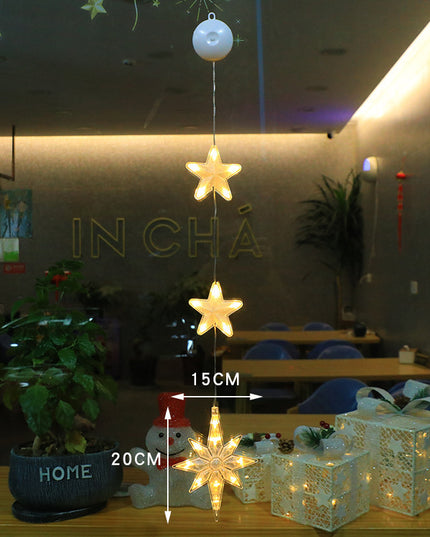 Christmas 3pcs LED Light Star Xmas Tree Hanging Window Ornaments Decoration For Home Xmas Navidad Christmas Decorations