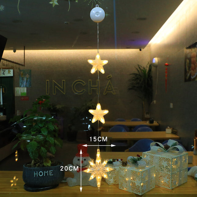 Christmas 3pcs LED Light Star Xmas Tree Hanging Window Ornaments Decoration For Home Xmas Navidad Christmas Decorations