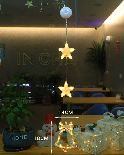 Christmas 3pcs LED Light Star Xmas Tree Hanging Window Ornaments Decoration For Home Xmas Navidad Christmas Decorations