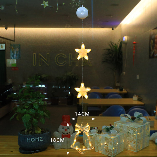 Christmas 3pcs LED Light Star Xmas Tree Hanging Window Ornaments Decoration For Home Xmas Navidad Christmas Decorations