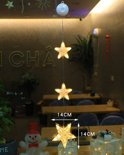 Christmas 3pcs LED Light Star Xmas Tree Hanging Window Ornaments Decoration For Home Xmas Navidad Christmas Decorations
