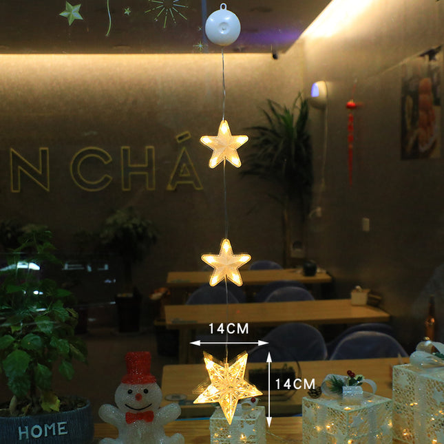 Christmas 3pcs LED Light Star Xmas Tree Hanging Window Ornaments Decoration For Home Xmas Navidad Christmas Decorations