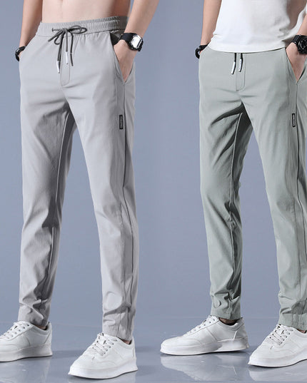 Summer Ice Silk Men's Stretch Breathable Straight Sports Trousers