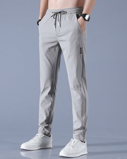 Summer Ice Silk Men's Stretch Breathable Straight Sports Trousers