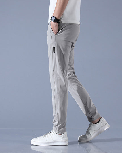 Summer Ice Silk Men's Stretch Breathable Straight Sports Trousers