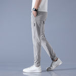 Summer Ice Silk Men's Stretch Breathable Straight Sports Trousers