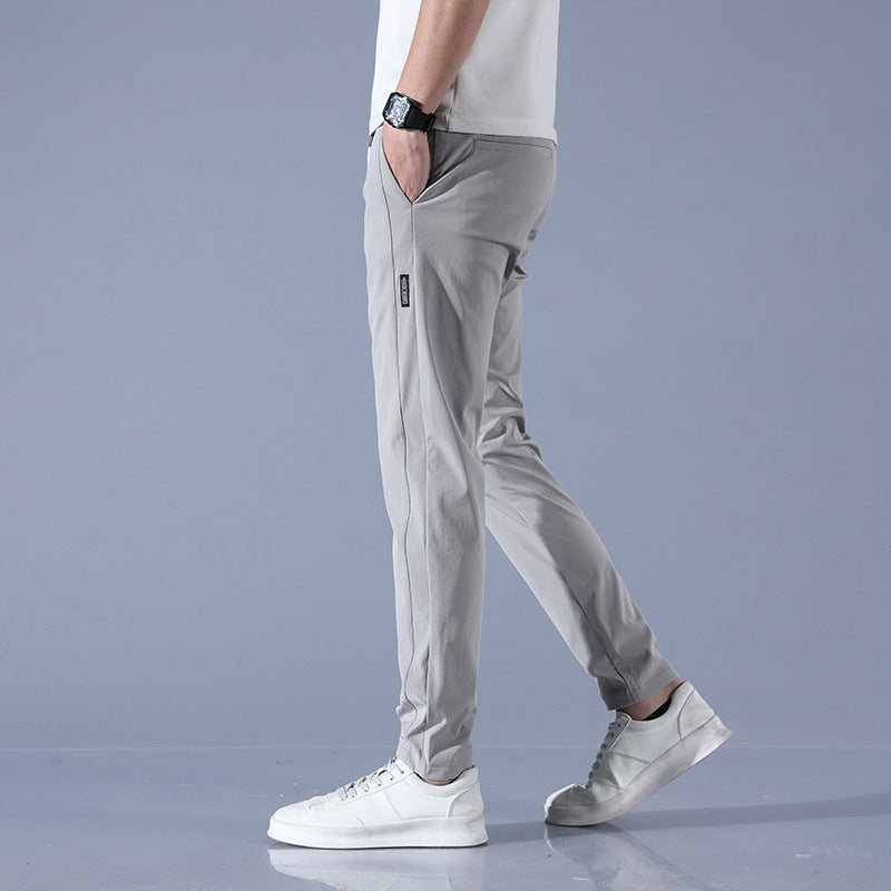 Summer Ice Silk Men's Stretch Breathable Straight Sports Trousers