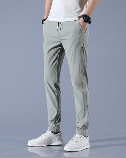 Summer Ice Silk Men's Stretch Breathable Straight Sports Trousers