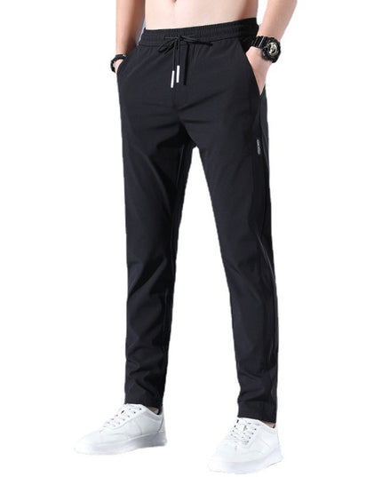 Summer Ice Silk Men's Stretch Breathable Straight Sports Trousers