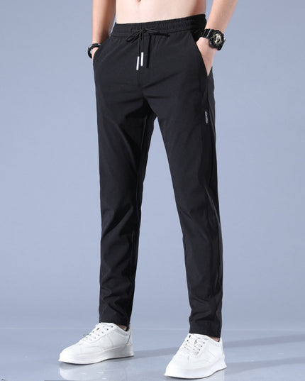 Summer Ice Silk Men's Stretch Breathable Straight Sports Trousers