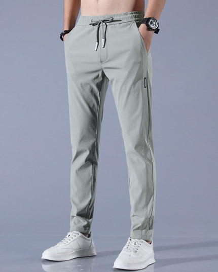 Summer Ice Silk Men's Stretch Breathable Straight Sports Trousers