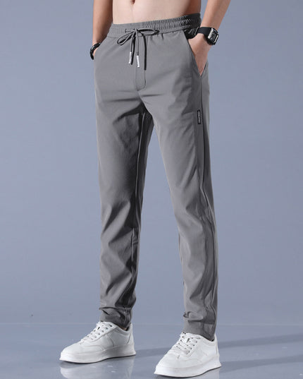 Summer Ice Silk Men's Stretch Breathable Straight Sports Trousers