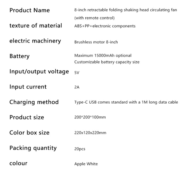 6000mAh Portable Folding Rechargeable Fan™