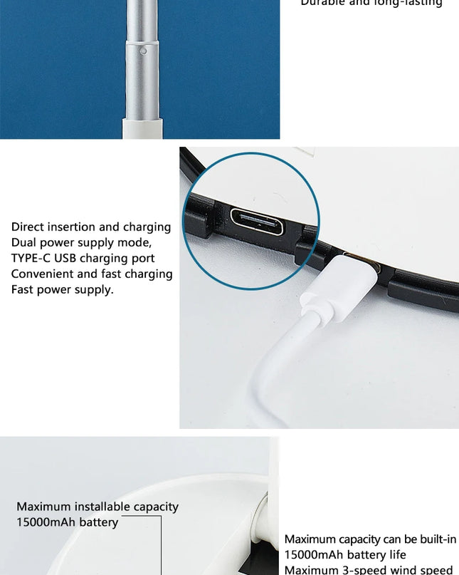 6000mAh Portable Folding Rechargeable Fan™