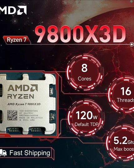 AMD Ryzen 7 9800X3D 4.7GHz 8-Core 16-Thread R7 9800X3D Socket AM5 4NM L3=96M Processor 120W DDR5 No Fan