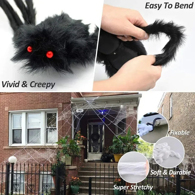 1/3pcs Giant Black Spider Halloween Decorations™