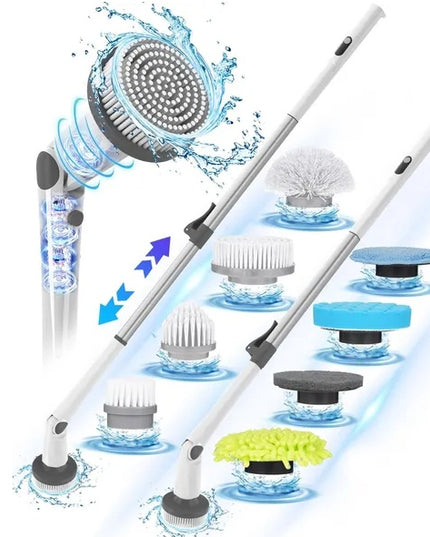 Electric Spin Scrubber, 2024 New Super Quiet Power Cleaning Brush For Bathroom Floor Tile With Long Handle, Cordless Shower Brush With 7 Replaceable Brush Heads, 120Mins Work Time, Dual Speeds