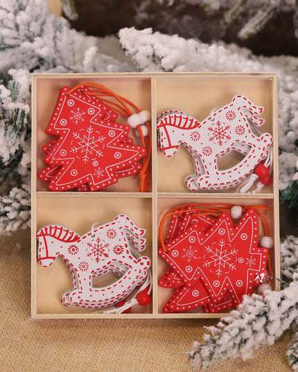 Christmas Snowflakes Wooden Pendants Xmas Tree Ornaments Home Hanging Decor Christmas Decorations