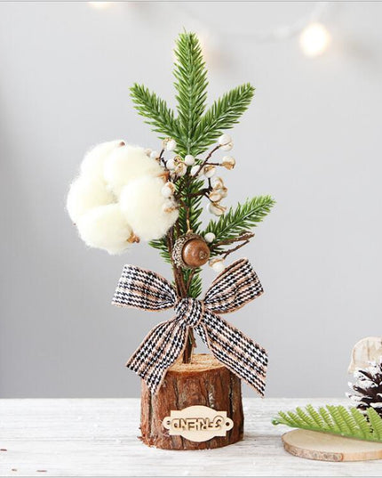 Artificial Christmas Tree Decorations For Home Creative Jute Red Fruit Pine Cone Desk Christmas