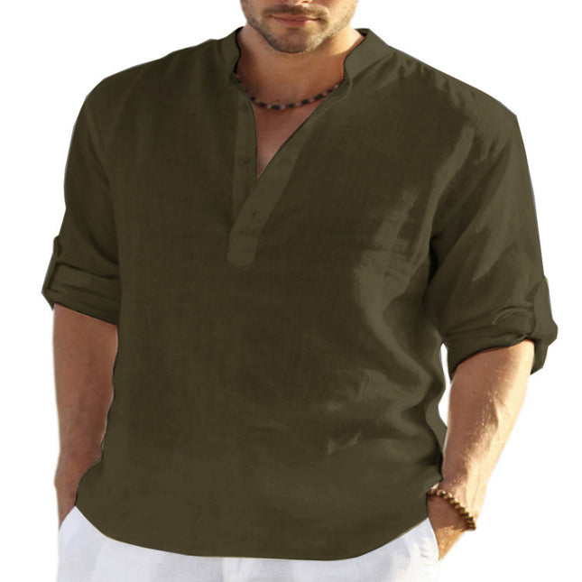 Men's Casual Long Sleeve Cotton linen shirt - Here 4 you