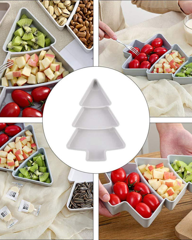 Christmas Tree Shaped Fruit Platter Creative Plates Storage Box Dried Fruit Snack Plates Divided Candy Dessert Plate Container