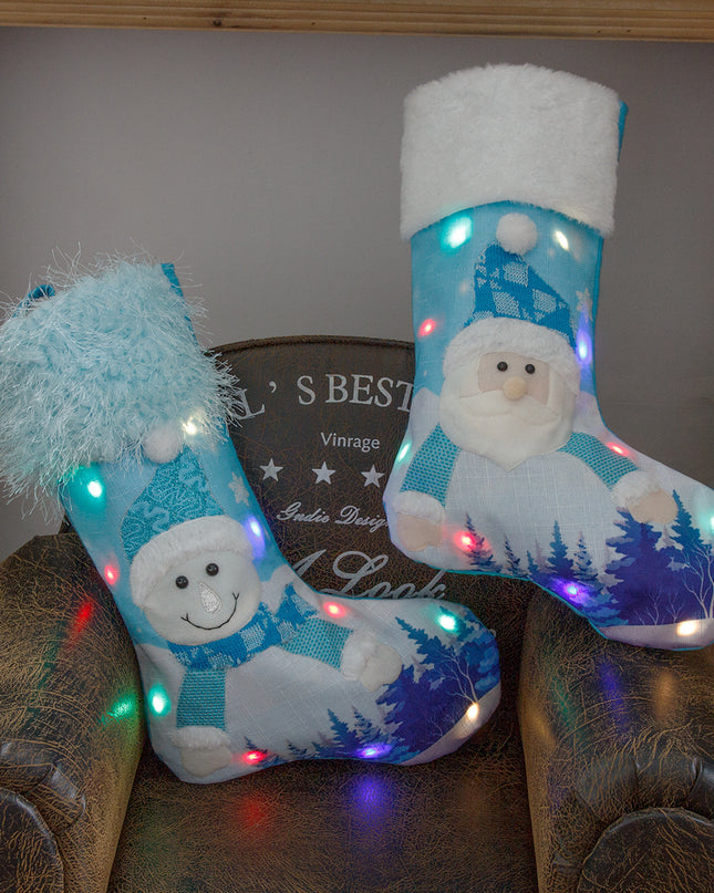 Glowing Large Christmas Stockings Gift Candy Bag With Lights, Christmas Decor for Home